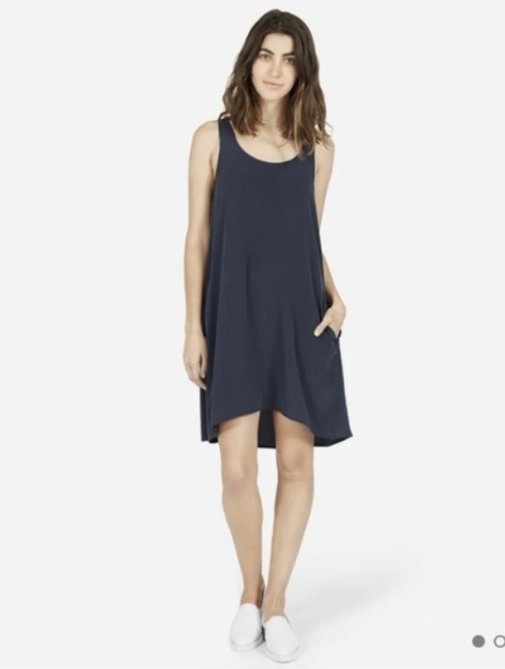 Everlane Women's Silk Scoop Neck Tank Dress Navy